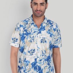 Stysure Men Comfort Floral Semi Sheer Casual Shirt-image-7
