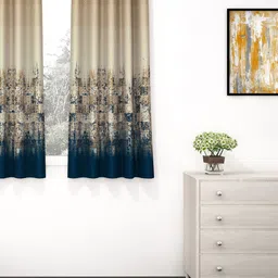 Story@home Beige & Blue Room Darkening Window Curtain-54