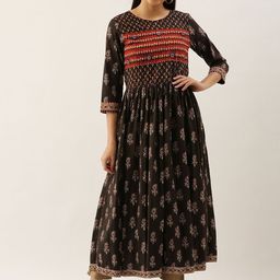 HRITIKA Floral Printed Pure Cotton Anarkali Kurta-image-20