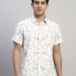 Cantabil Floral Printed Spread Collar Short Sleeves Casual Shirt-image-5
