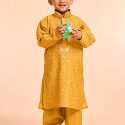 Manyavar Boys Woven Design Kurta with Pyjama-image-88
