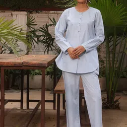 Raas by Ekta Embroidered Round Neck Pure Cotton Tunic With Trouser-13