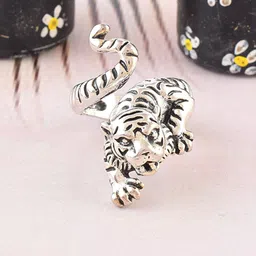 Missmister Silver-Plated Attacking Tiger Adjustable Finger Ring-image-34
