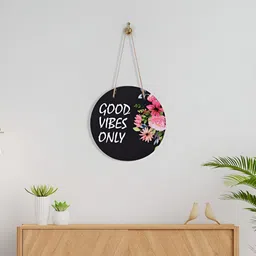 Kuber Industries Black & White Printed Wooden Wall Hanging Decor-74