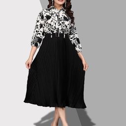 ZELZIS Black Fit and Flare Party Dress for Women-picture-34