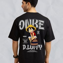 BDSQUARE D Luffy Graphic Printed Bio-Wash Oversized Cotton T-shirt-image-80