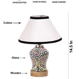 Devansh White Wood Frusturical Shaped Table Lamp image 4
