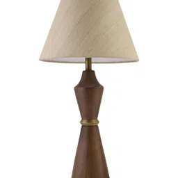 Fabindia Basix Beige Textured Cotton Frusturical Shaped Table Lamp-27