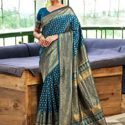 Blissta Woven Design Zari Silk Blend Banarasi Saree-image-39