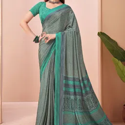 DIVASTRI Geometric Printed Saree With Blouse Piece-image-61
