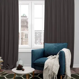 Parda Online Coffee Brown Set of 2 Black Out Door Curtain-44
