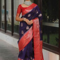 AMRUTKALA SAREES Ethnic Motifs Zari Banarasi Saree-picture-2