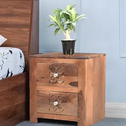 Royaloak Brown Wooden Bedside Table-33