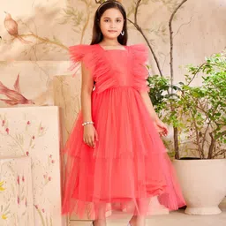 HERE&NOW Flutter Sleeve Net Maxi Dress image 5