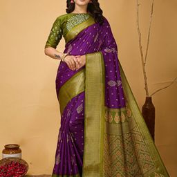 Anouk Rustic Ethnic Motifs Zari Silk Blend Sungudi Saree-image-85