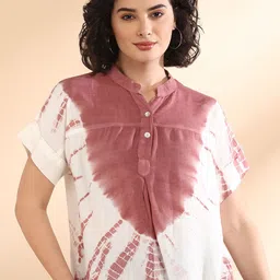 Maaesa Tie and Dye Mandarin Collar Top-image-44