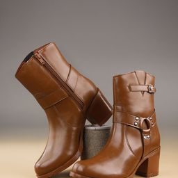 Bxxy Women High Ankle Zipper Boots With Buckle Closure-58
