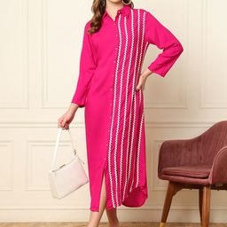 DEEBACO Long Sleeves Shirt Midi Dress-image-54