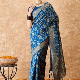 Sangria Woven Design Banarasi Saree With Blouse-picture-21