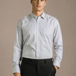 Luxure by Louis Philippe Checked Spread Collar Pure Cotton Formal Shirt-picture-12