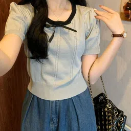 KPOP Women Round Neck Short Sleeves Top-image-53