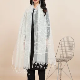 House of Pataudi Floral Embroidered Dupatta-picture-28