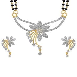 Suvasana Silver-Plated Artificial Stones Studded & Beaded Mangalsutra-image-101