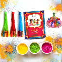 CraftVatika Red & Blue 111 Pieces Holi Gulal Colour & Magic Water Balloons-34