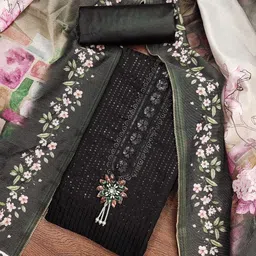 SAINOOR Embroidered Pure Silk Semi-Stitched Dress Material-image-65