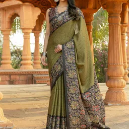 Mitera Floral Silk Blend Pochampally Saree-image-99