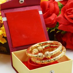 Sattik Women Pack of 2 Brass Gold-plated Bangle Set-image-74
