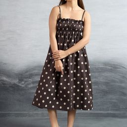 P D Silk Mills Women Polka Dot Printed Empire Cotton Dress-picture-11