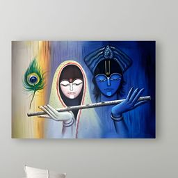 Tushaco Handicrafts Blue & Green 1 Piece Canvas Religious Wall Paintings-image-81