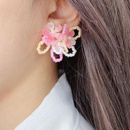 Estailo fashion Artificial Beaded Floral Shaped Studs-image-22
