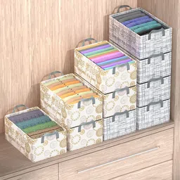 Kuber Industries Grey 10 Pieces Printed Foldable Drawer Organisers-31