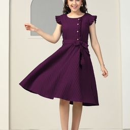 YK Flutter Sleeve Fit & Flare Dress-picture-37