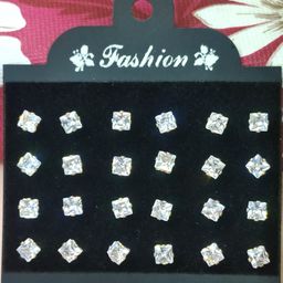 Shivarth Set of 12 Gold-Plated Metal American Diamond Earrings-image-89