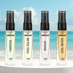Aimani Set Of 4 Fantasia, Fasli Gulab, Bakhur & Cool Water Perfume - 8 ml Each-image-127