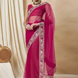 Sangria Embellished Saree With Matching Blouse-image-98