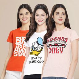 Metronaut Pack of 3 Typography Printed T-shirt-image-63