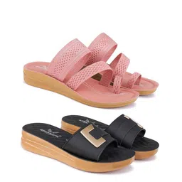 BERSACHE Women Set Of 2 One Toe Flats-picture-35