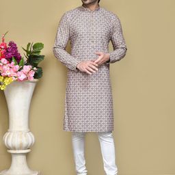 RANAK Men Ethnic Motifs Embroidered Regular Pure Cotton Kurta with Pyjamas-picture-16
