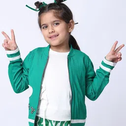 Baawri Girls Colourblocked Crop Bomber Jacket-picture-7