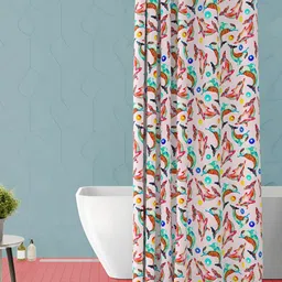 ArtzFolio White & Blue Abstract Printed Waterproof Shower Curtain-28