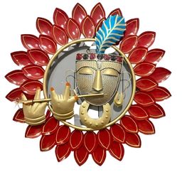 TOUGHCRAFTS Red Metal Red Krishna Wall Decor-7