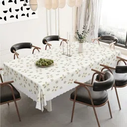 DREAM WEAVERZ White Floral Waterproof 6-Seater Table Cover with Embellished details-image-61