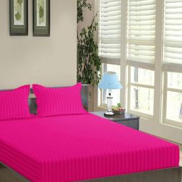Trance Home Linen Pink Striped Pure Cotton 200 TC King Bedsheet Set-2.74 m x 2.74 m-image-21