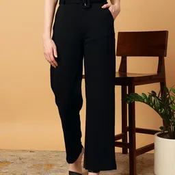 MINT STREET Women Relaxed Straight Fit Trousers-image-40