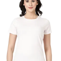 BLOSSOM Women Knitted Cotton Solid Crew Neck Lounge Tshirts-image-29