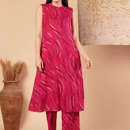 FASHOR Printed Round Neck Tunic & Palazzos-image-14